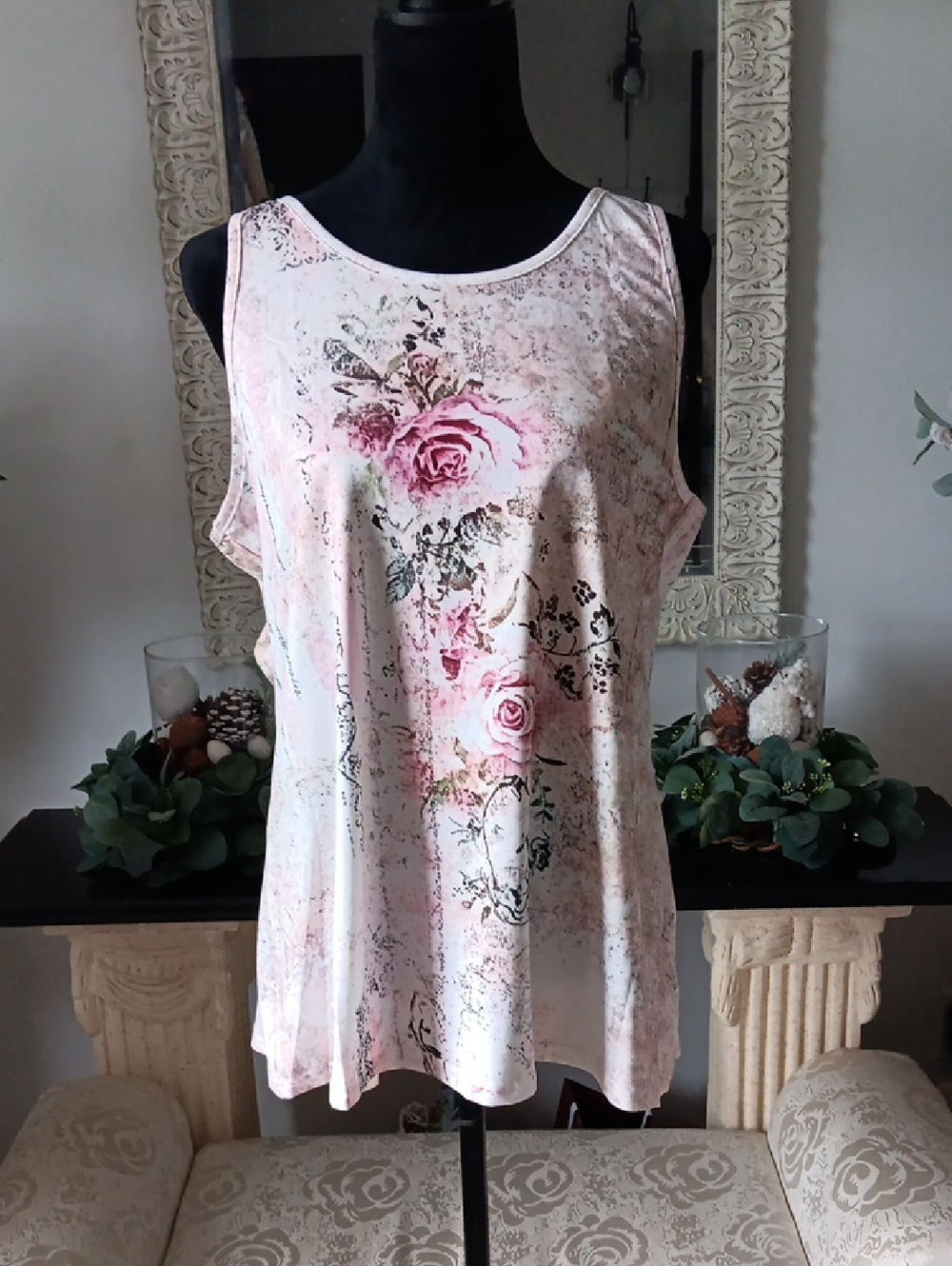 Floral Pink Sleeveless Women's Top